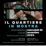 Il Quartiere in mostra è un intreccio di racconti che formano una storia attraverso immagini di luoghi e spazi visti come uno strumento per sviluppare il senso di socialità, di condivisione e di appartenenza, oltre a essere occasione di inclusione e di scambio di competenze.